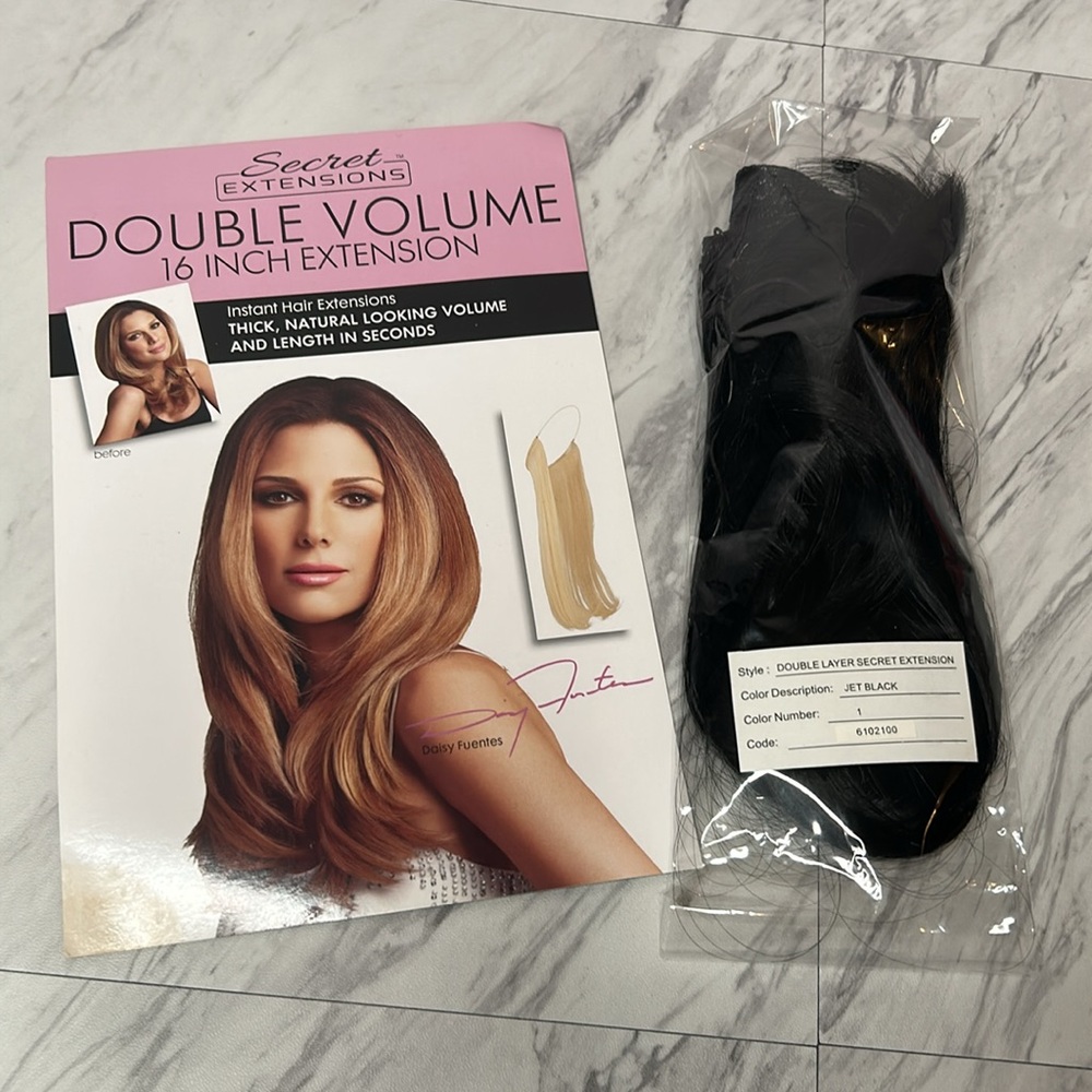 Secret Extensions Double Volume 16 Inch Hair Extension - Black